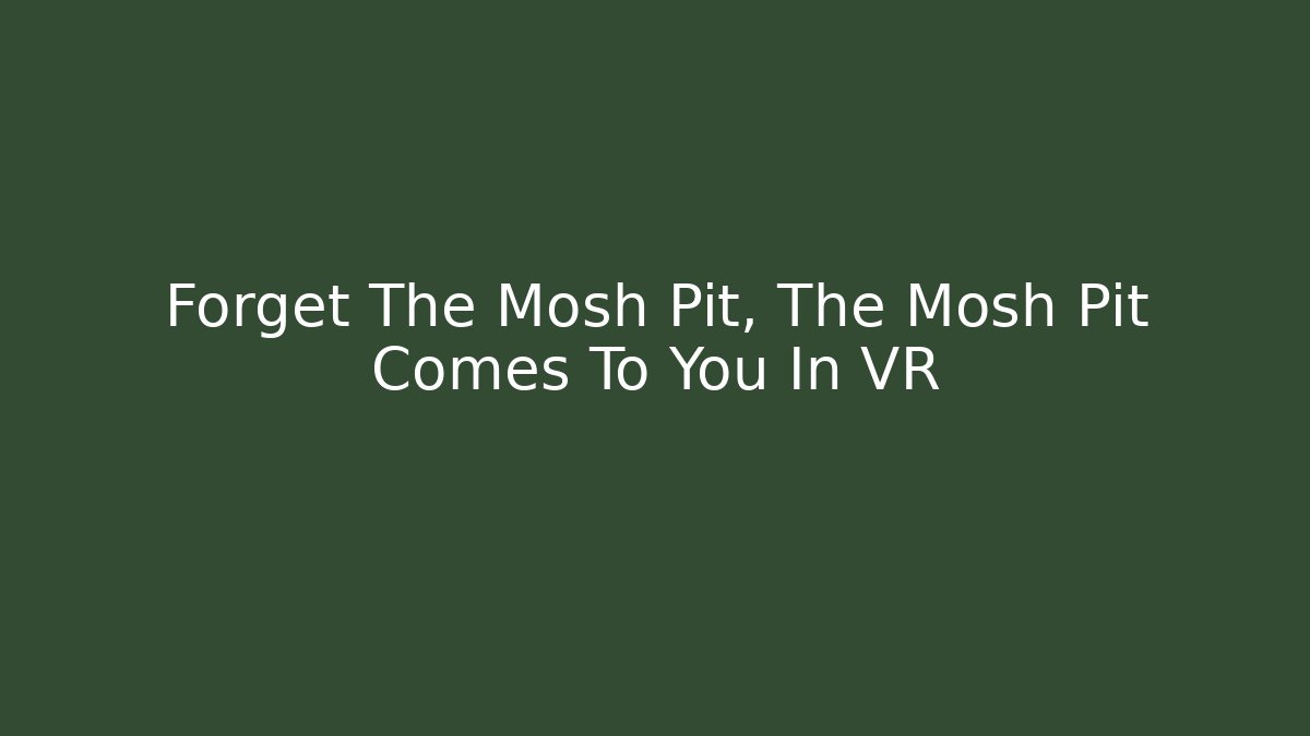 Forget The Mosh Pit, The Mosh Pit Comes To You In VR