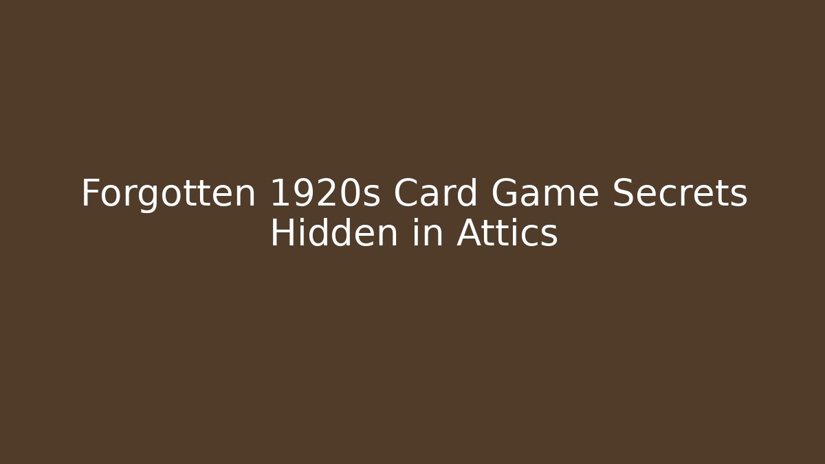 Forgotten 1920s Card Game Secrets Hidden in Attics