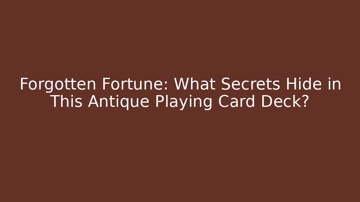 Forgotten Fortune: What Secrets Hide in This Antique Playing Card Deck?