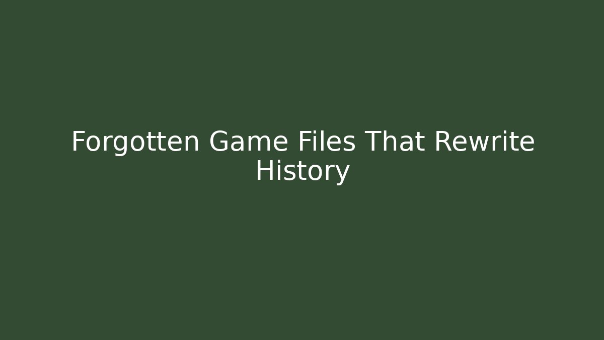 Forgotten Game Files That Rewrite History