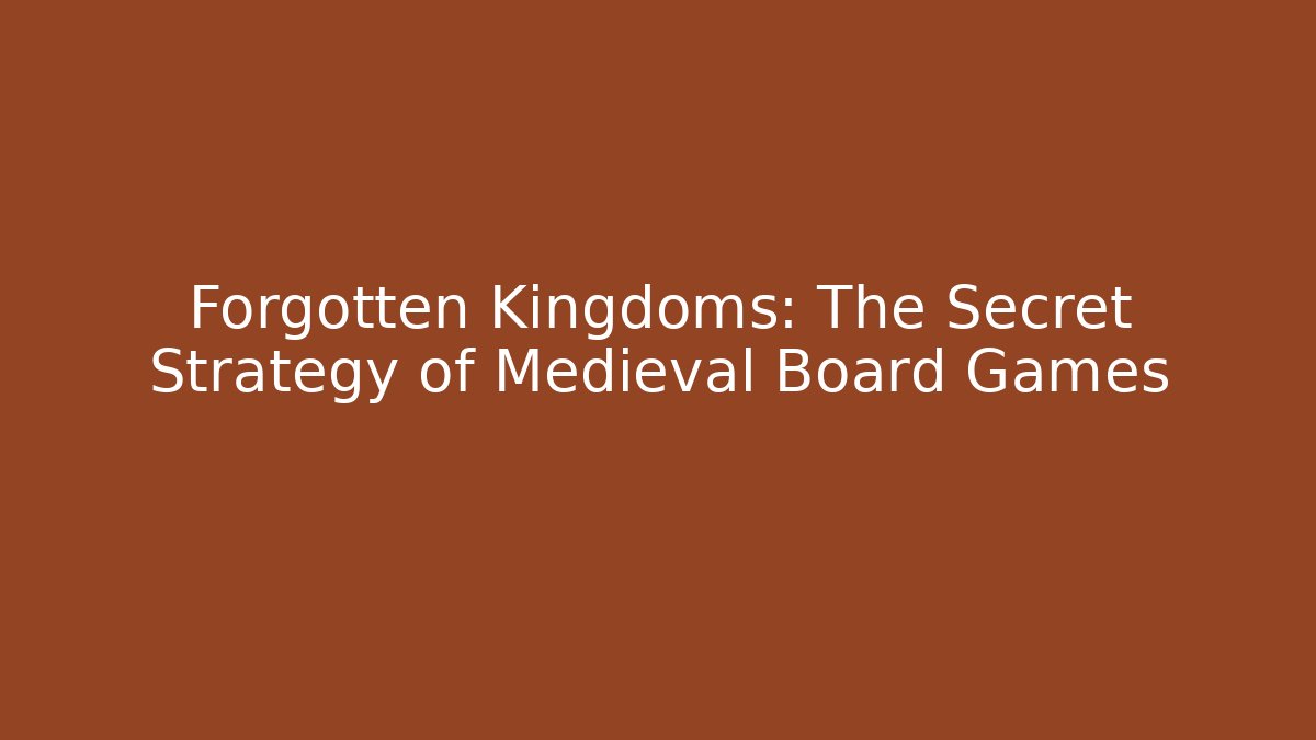 Forgotten Kingdoms: The Secret Strategy of Medieval Board Games