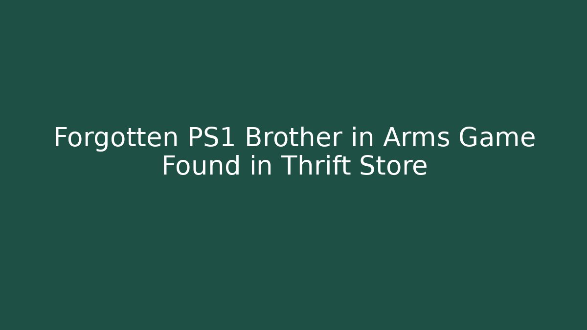 Forgotten PS1 Brother in Arms Game Found in Thrift Store