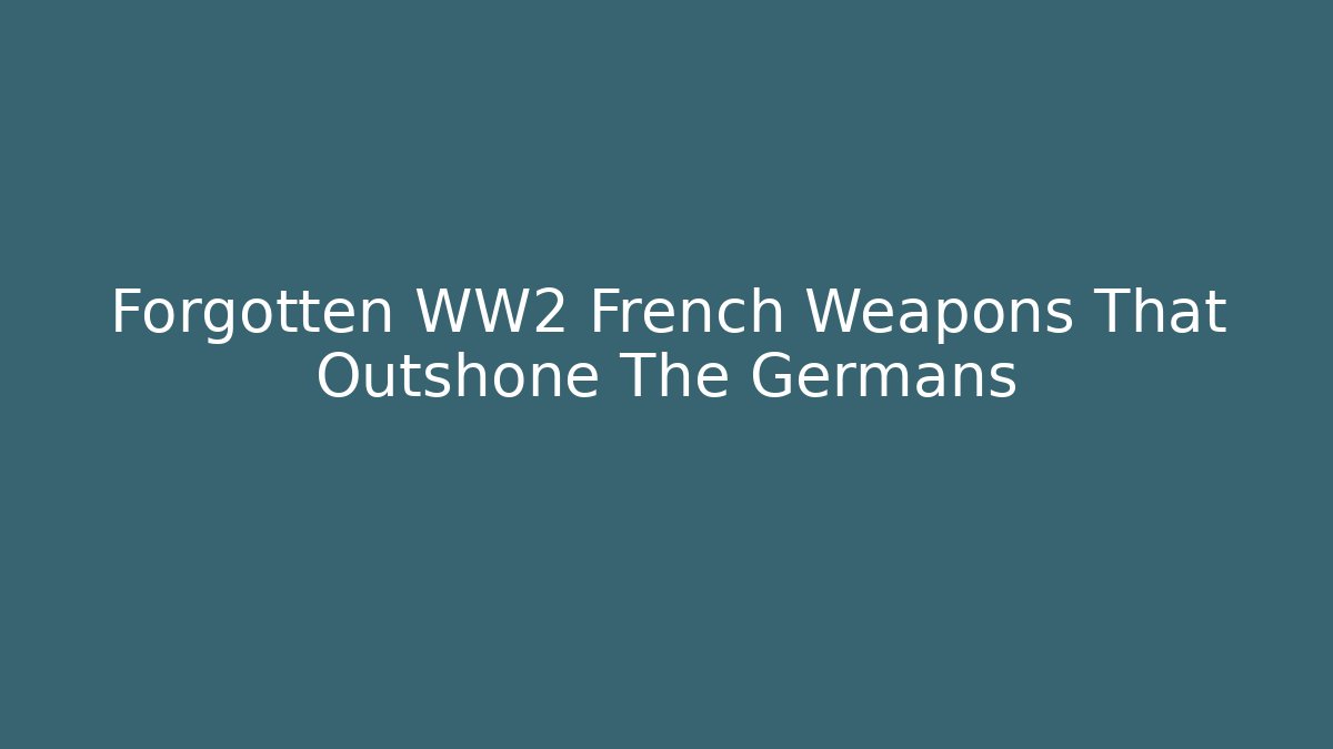 Forgotten WW2 French Weapons That Outshone The Germans
