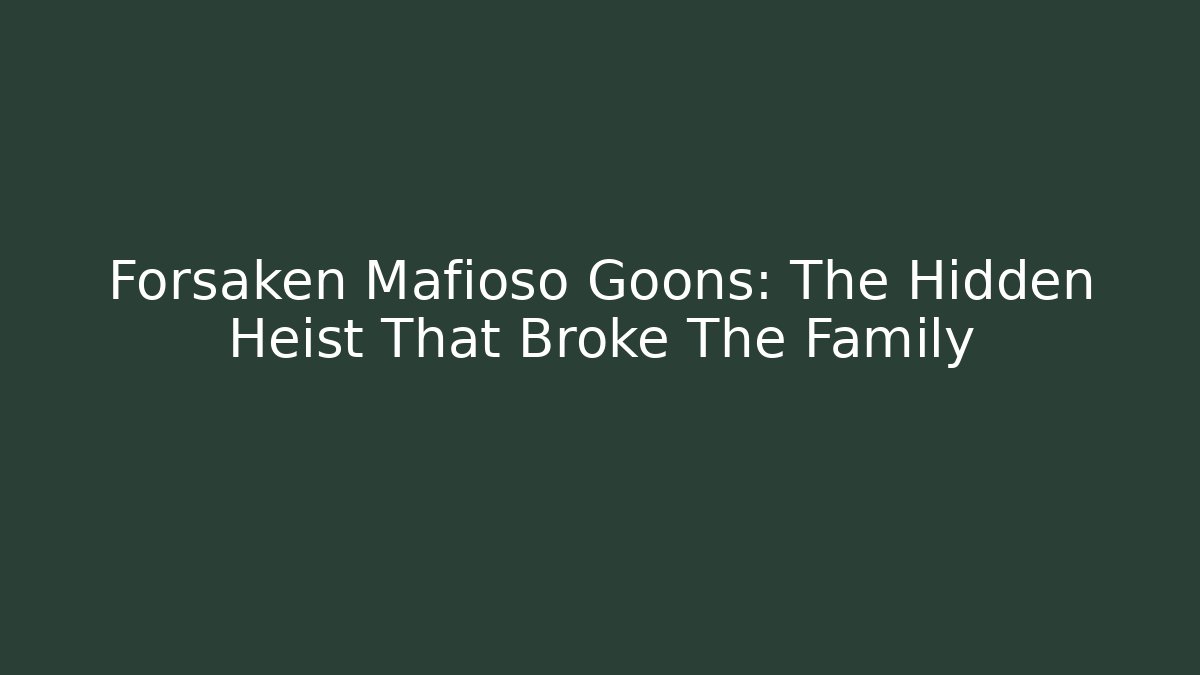 Forsaken Mafioso Goons: The Hidden Heist That Broke The Family