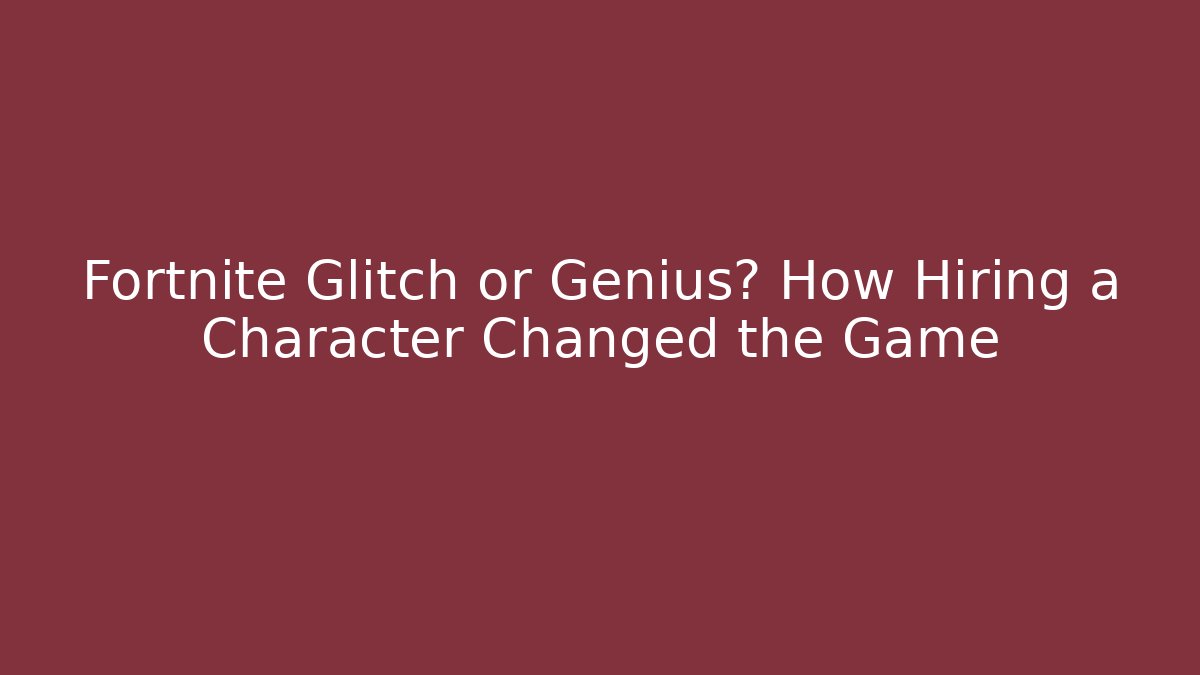 Fortnite Glitch or Genius? How Hiring a Character Changed the Game - Critter Realm
