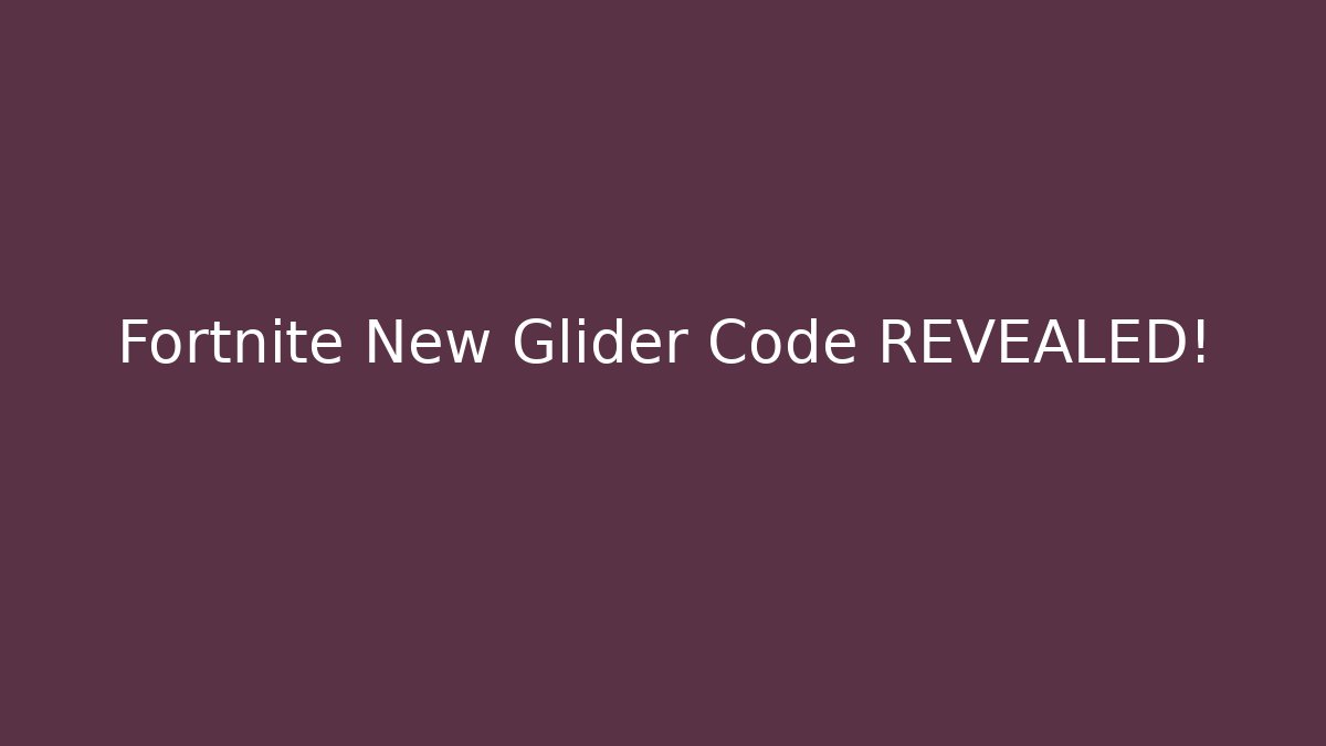 Fortnite New Glider Code REVEALED!