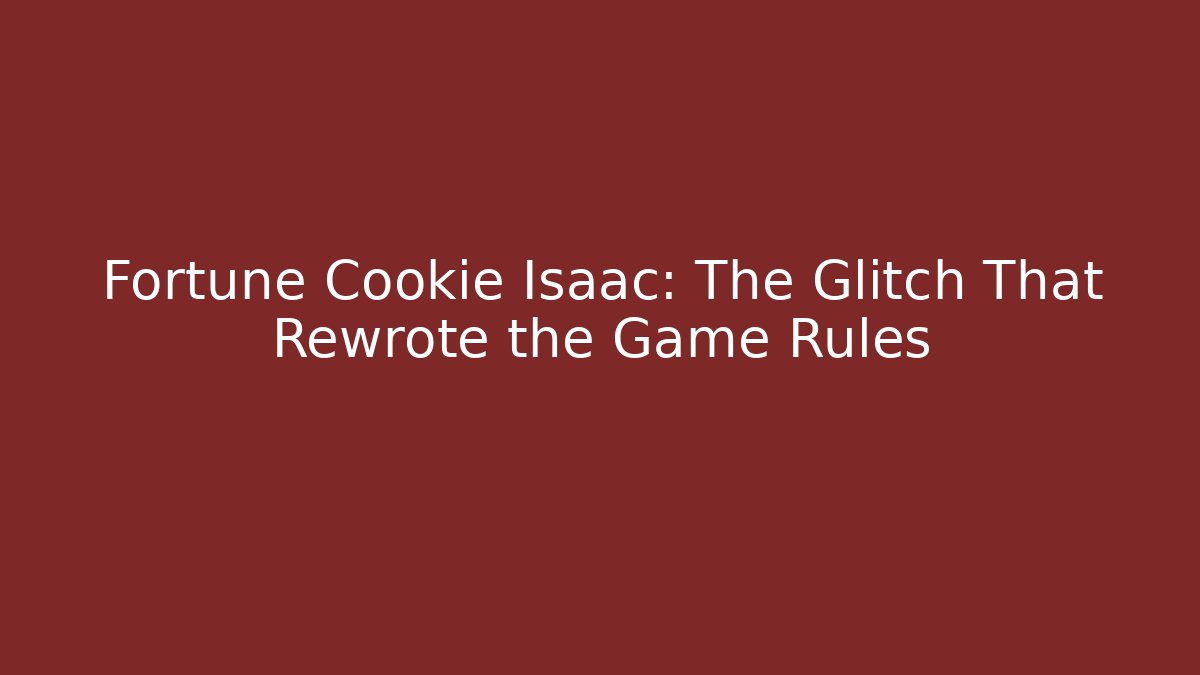 Fortune Cookie Isaac: The Glitch That Rewrote the Game Rules - Critter Realm