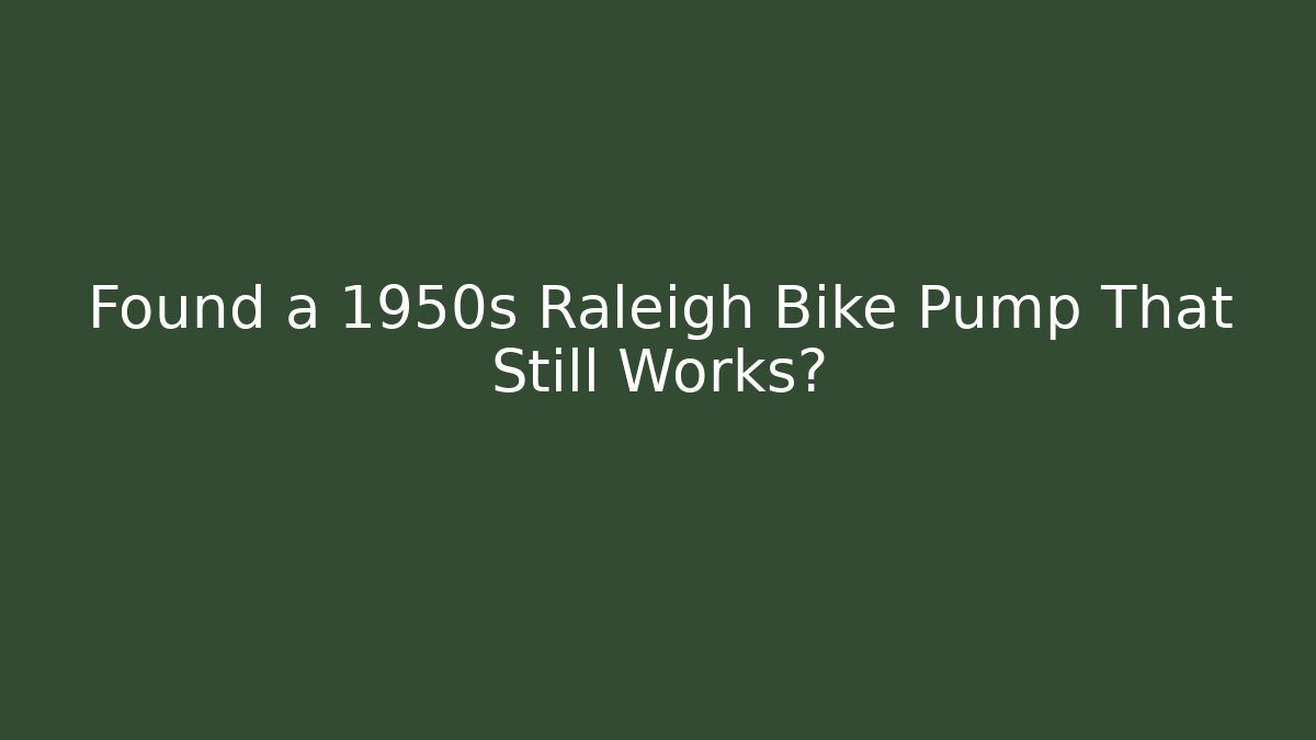 Found a 1950s Raleigh Bike Pump That Still Works? - Critter Realm