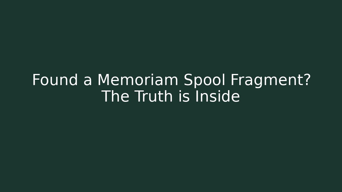 Found a Memoriam Spool Fragment? The Truth is Inside