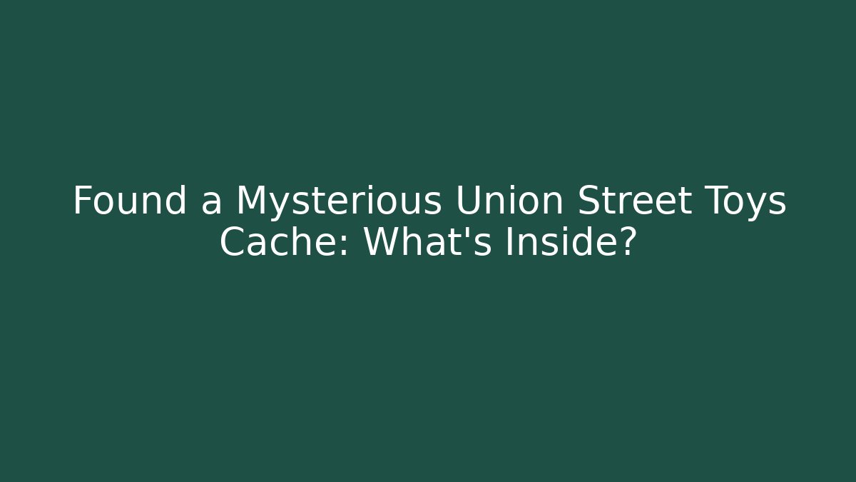 Found a Mysterious Union Street Toys Cache: What's Inside?