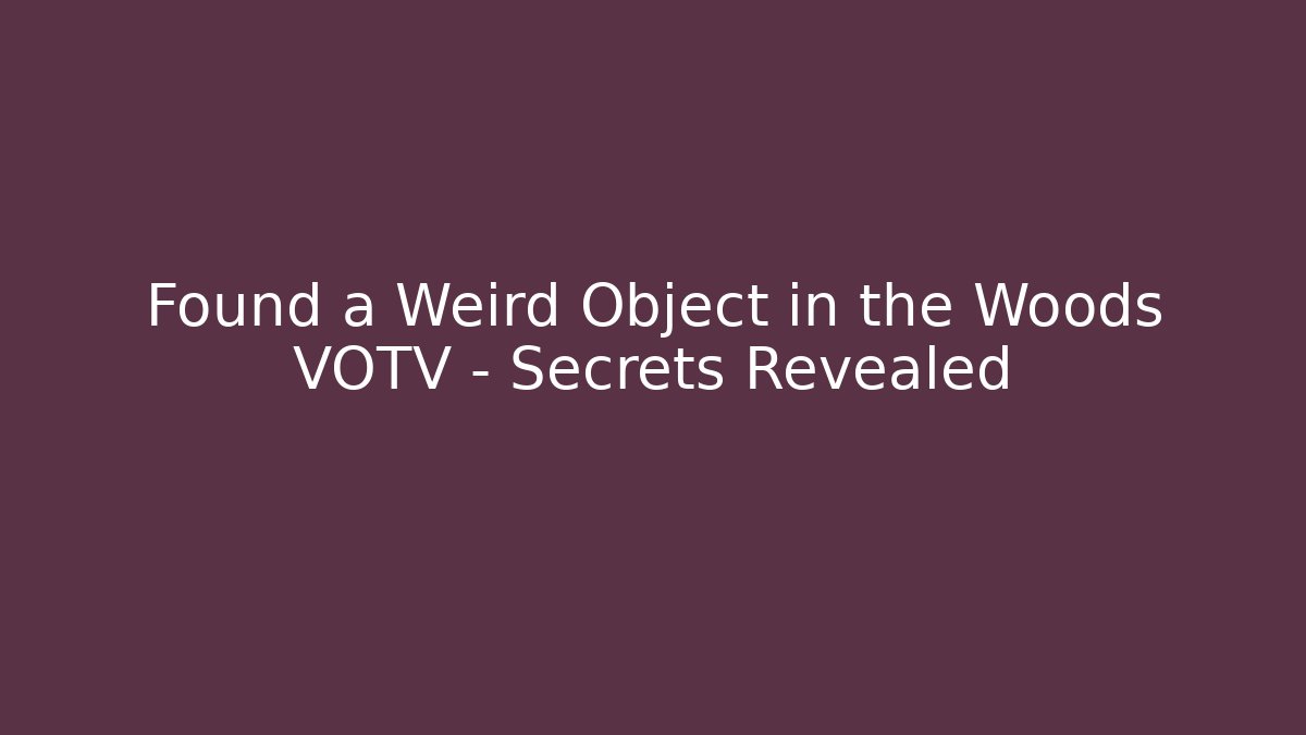 Found a Weird Object in the Woods VOTV - Secrets Revealed