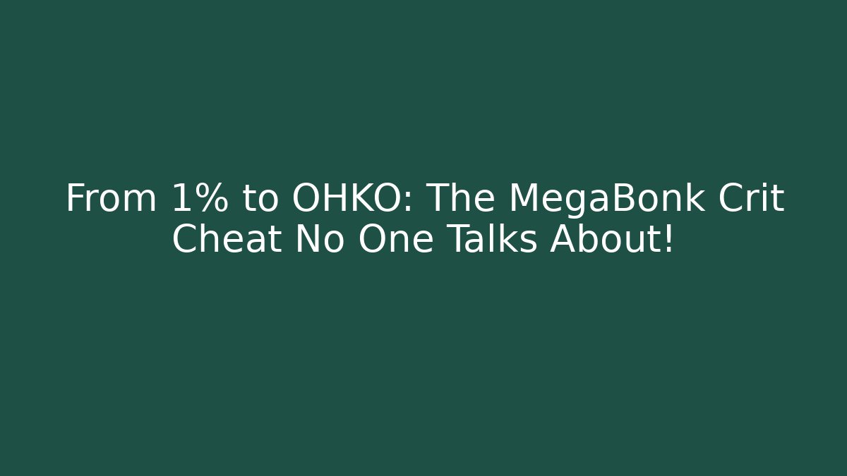 From 1% to OHKO: The MegaBonk Crit Cheat No One Talks About!