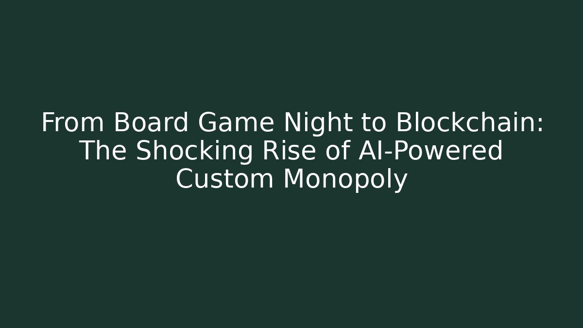 From Board Game Night to Blockchain: The Shocking Rise of AI-Powered Custom Monopoly