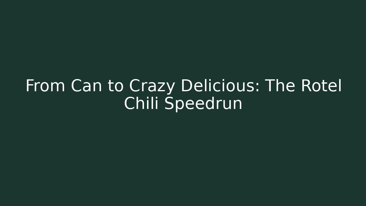 From Can to Crazy Delicious: The Rotel Chili Speedrun