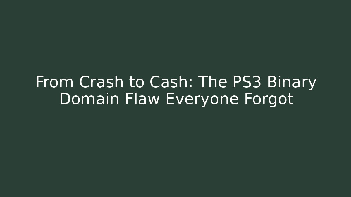 From Crash to Cash: The PS3 Binary Domain Flaw Everyone Forgot