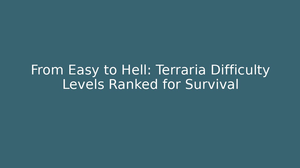 From Easy to Hell: Terraria Difficulty Levels Ranked for Survival