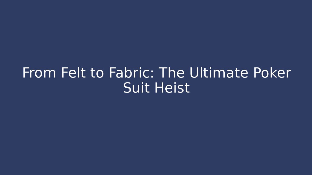 From Felt to Fabric: The Ultimate Poker Suit Heist