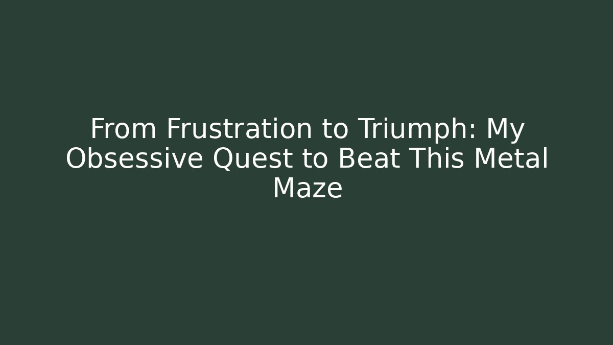 From Frustration to Triumph: My Obsessive Quest to Beat This Metal Maze
