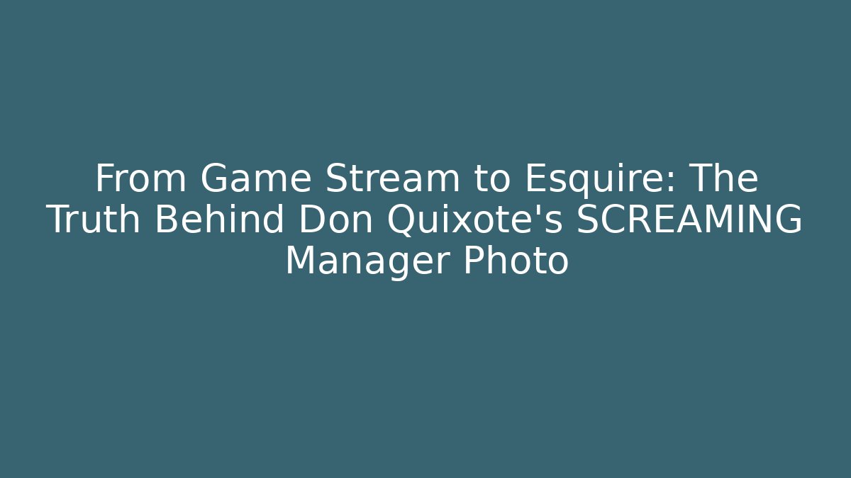 From Game Stream to Esquire: The Truth Behind Don Quixote's SCREAMING Manager Photo