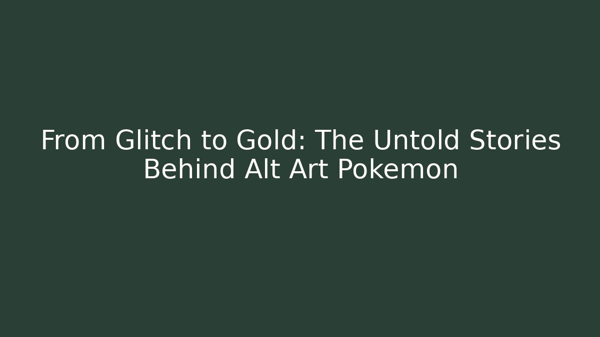 From Glitch to Gold: The Untold Stories Behind Alt Art Pokémon