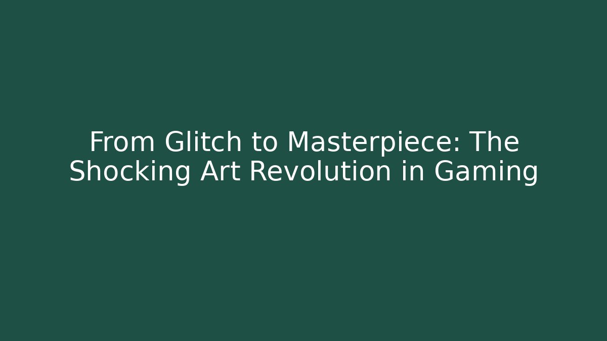 From Glitch to Masterpiece: The Shocking Art Revolution in Gaming