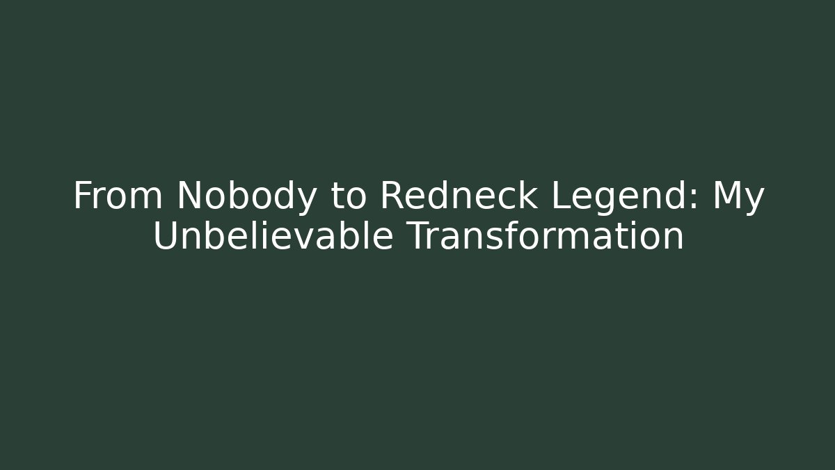 From Nobody to Redneck Legend: My Unbelievable Transformation