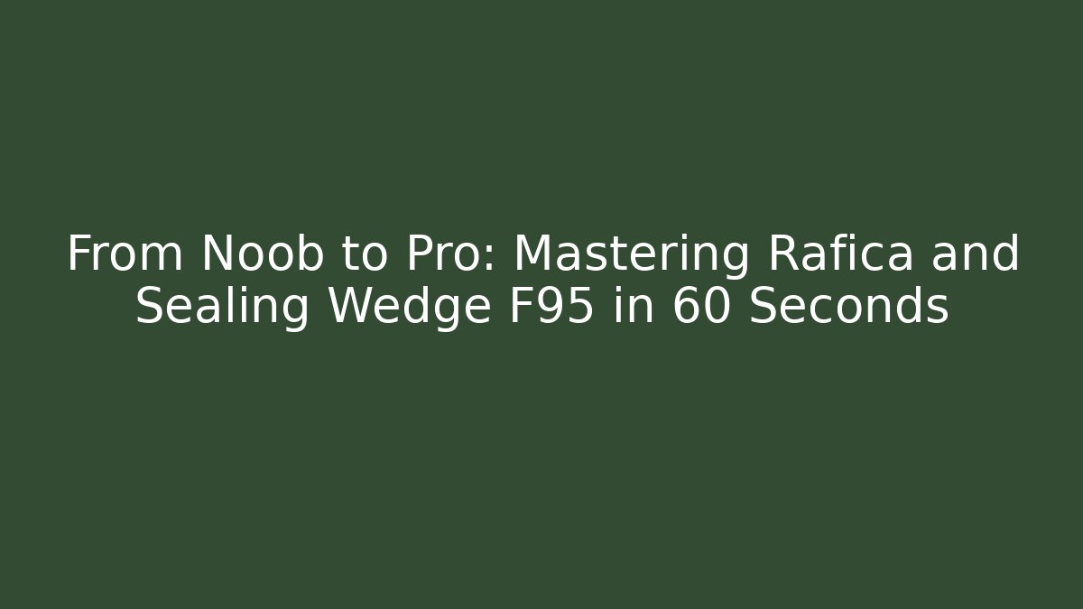 From Noob to Pro: Mastering Rafica and Sealing Wedge F95 in 60 Seconds