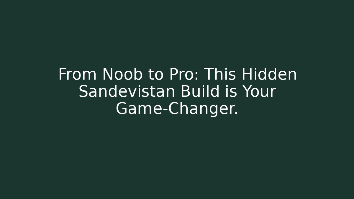 From Noob to Pro: This Hidden Sandevistan Build is Your Game-Changer.