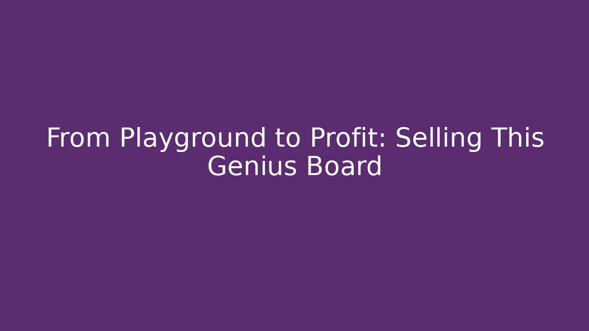 From Playground to Profit: Selling This Genius Board