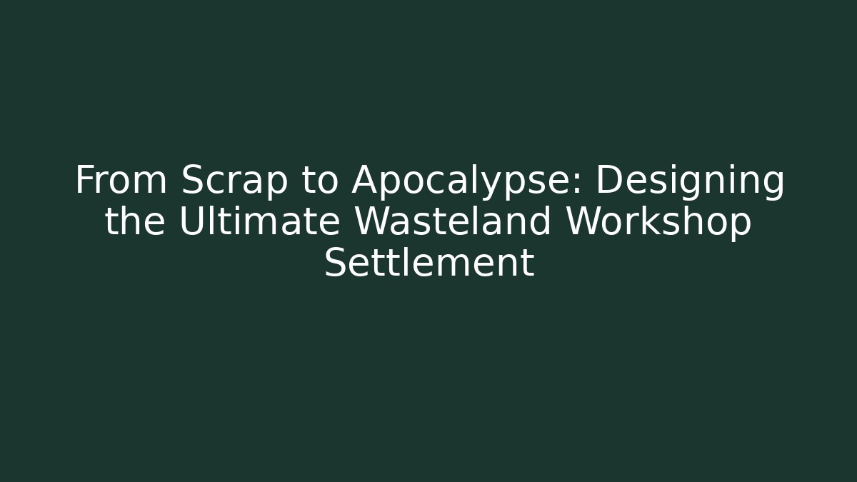 From Scrap to Apocalypse: Designing the Ultimate Wasteland Workshop Settlement