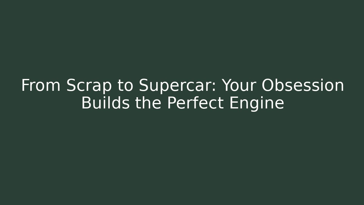 From Scrap to Supercar: Your Obsession Builds the Perfect Engine