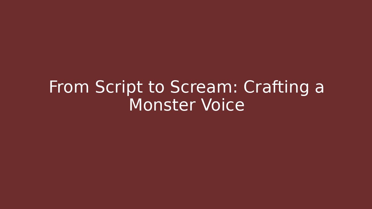 From Script to Scream: Crafting a Monster Voice - Critter Realm