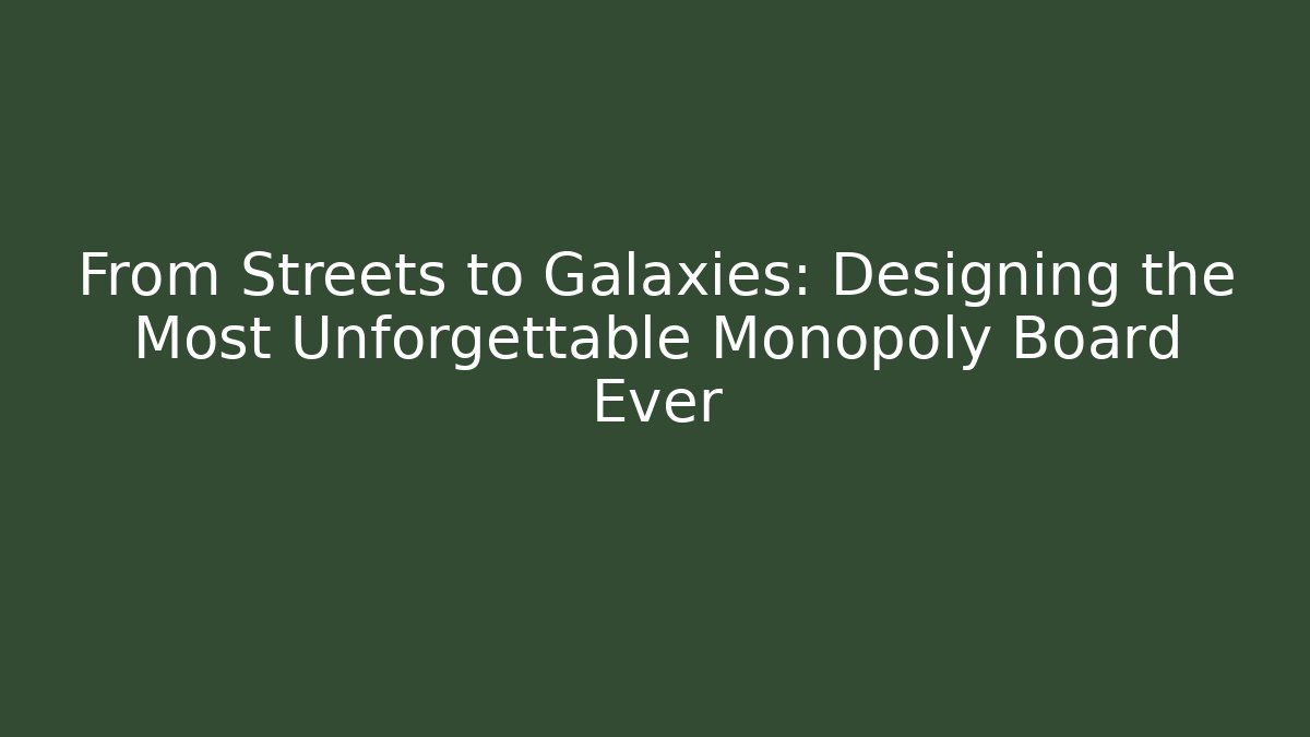From Streets to Galaxies: Designing the Most Unforgettable Monopoly Board Ever