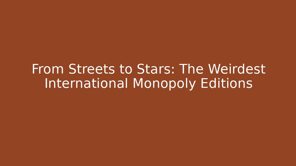 From Streets to Stars: The Weirdest International Monopoly Editions