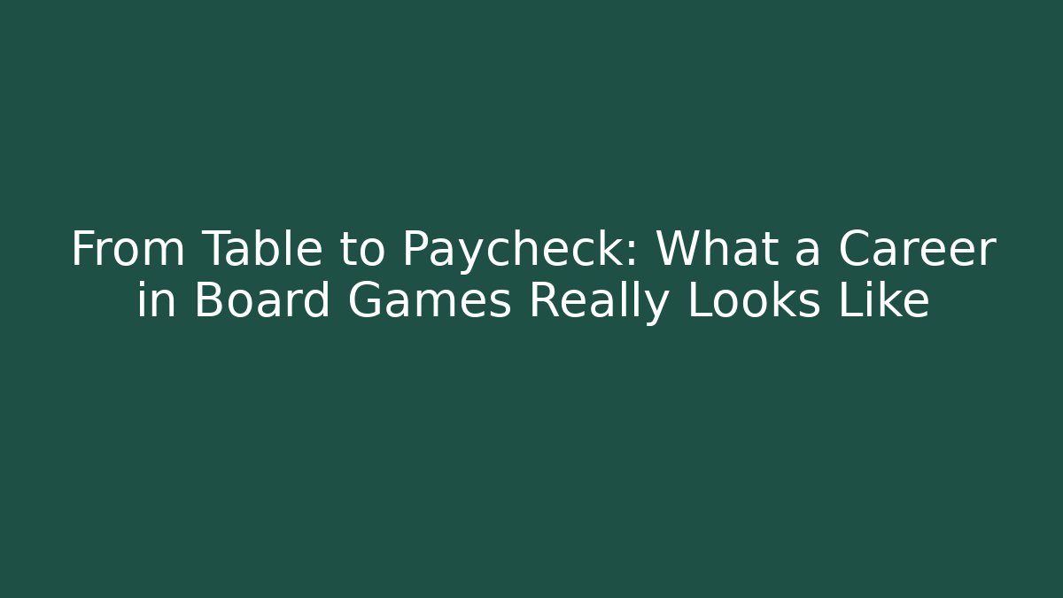 From Table to Paycheck: What a Career in Board Games Really Looks Like