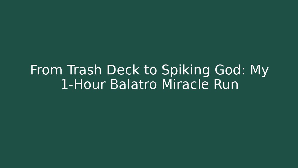From Trash Deck to Spiking God: My 1-Hour Balatro Miracle Run