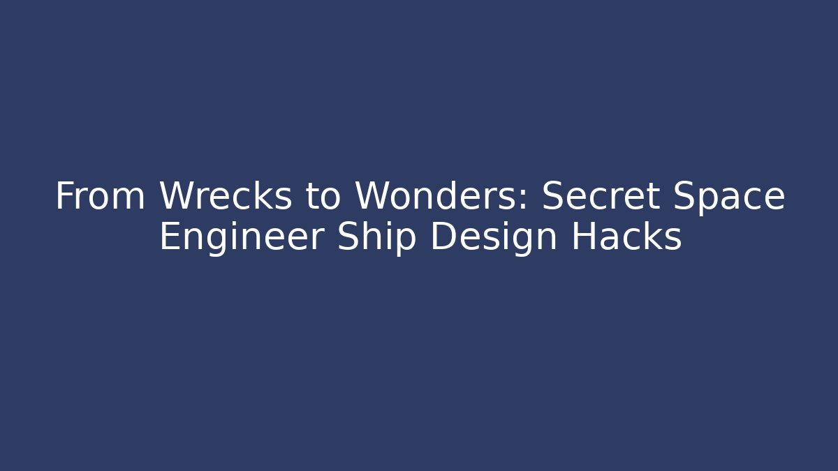 From Wrecks to Wonders: Secret Space Engineer Ship Design Hacks
