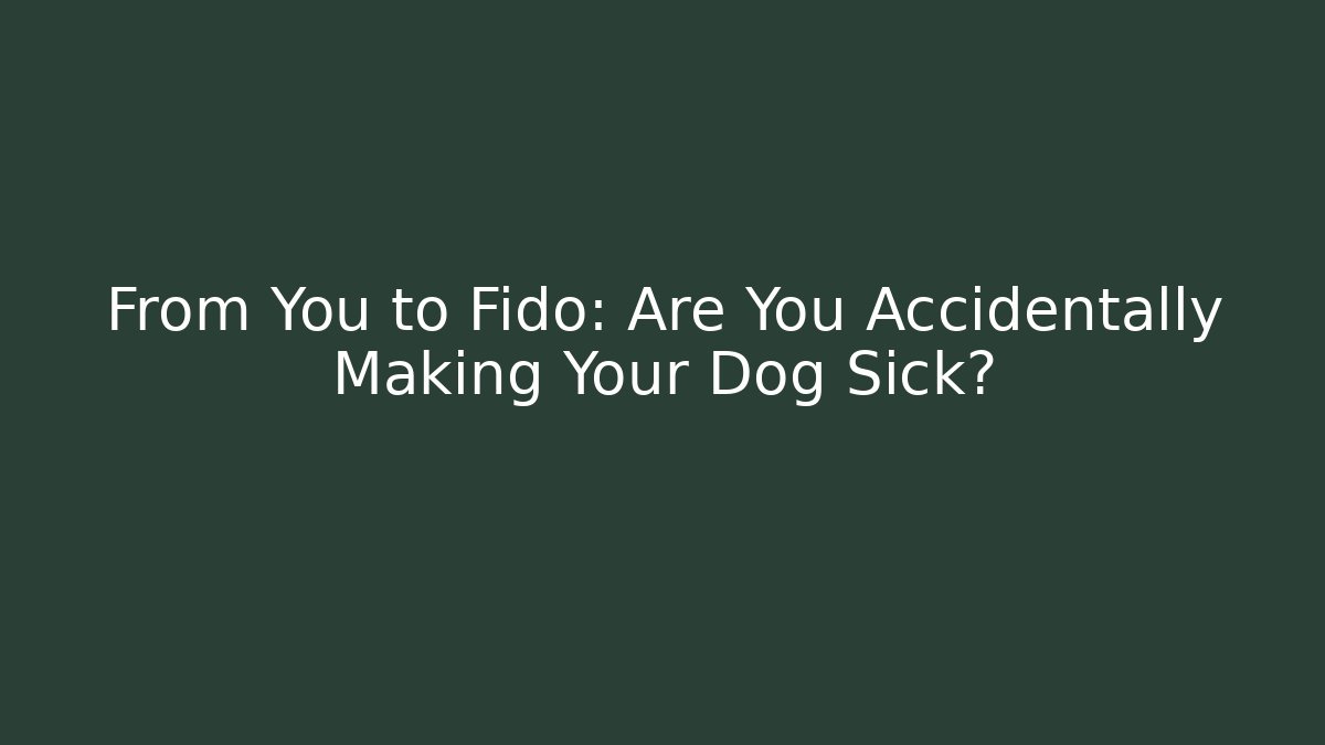 From You to Fido: Are You Accidentally Making Your Dog Sick?