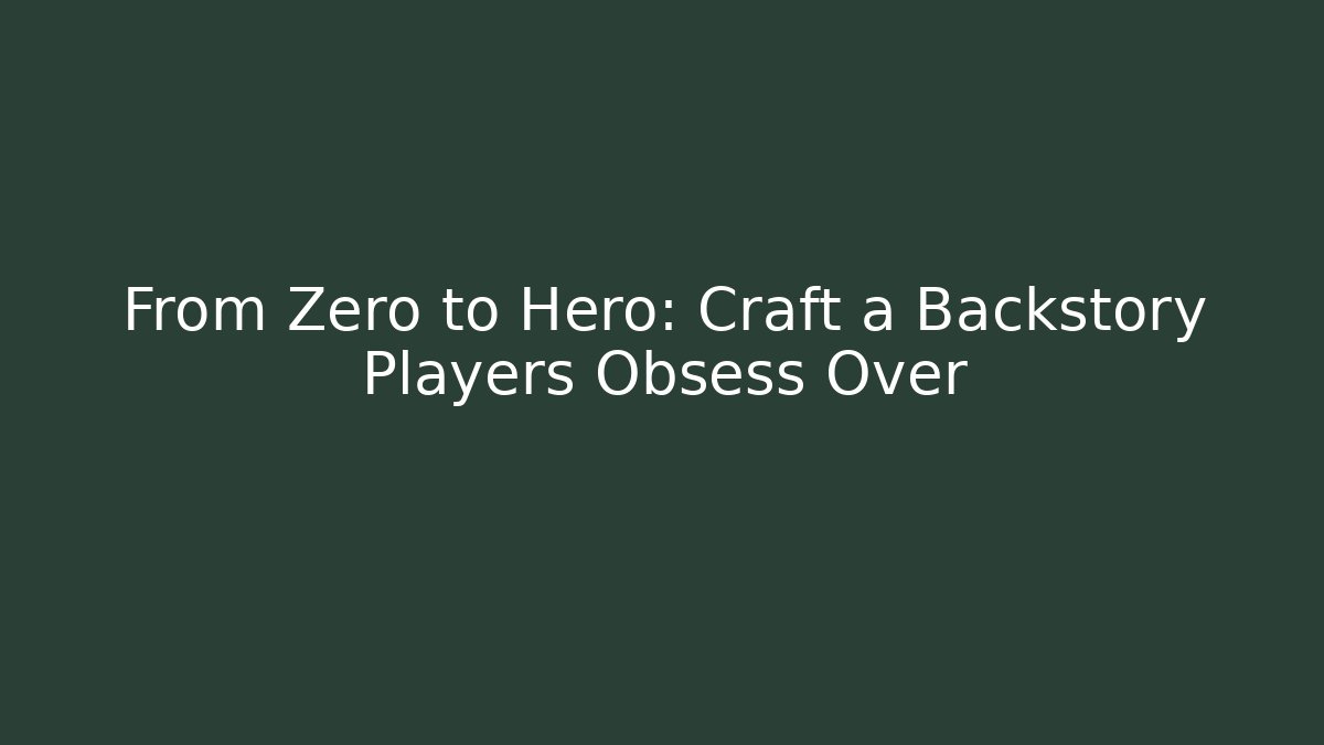 From Zero to Hero: Craft a Backstory Players Obsess Over