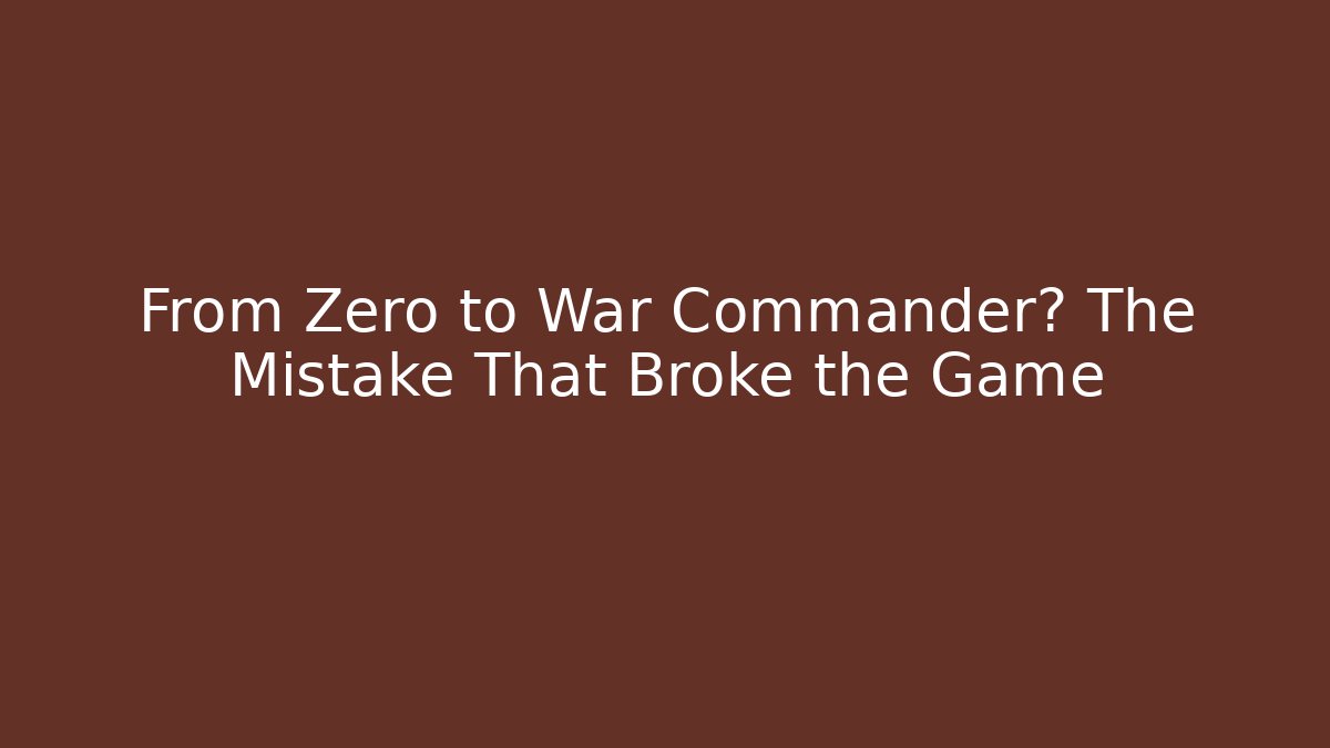 From Zero to War Commander? The Mistake That Broke the Game