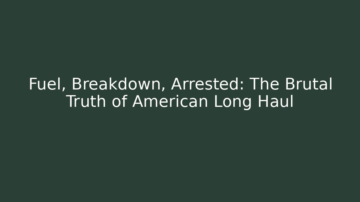 Fuel, Breakdown, Arrested: The Brutal Truth of American Long Haul