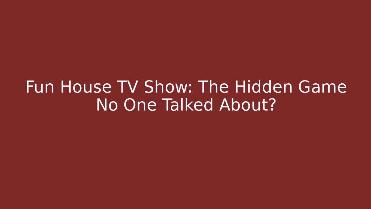 Fun House TV Show: The Hidden Game No One Talked About?