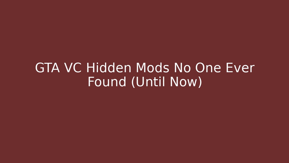 GTA VC Hidden Mods No One Ever Found (Until Now)