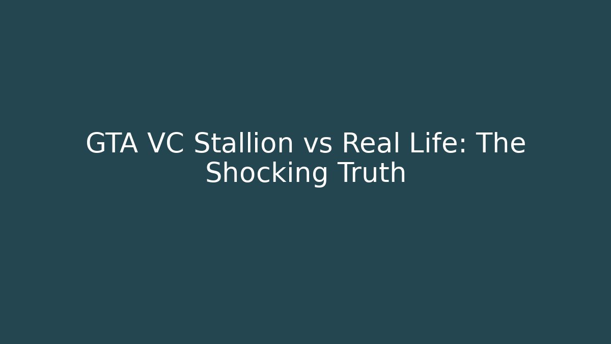 GTA VC Stallion vs Real Life: The Shocking Truth