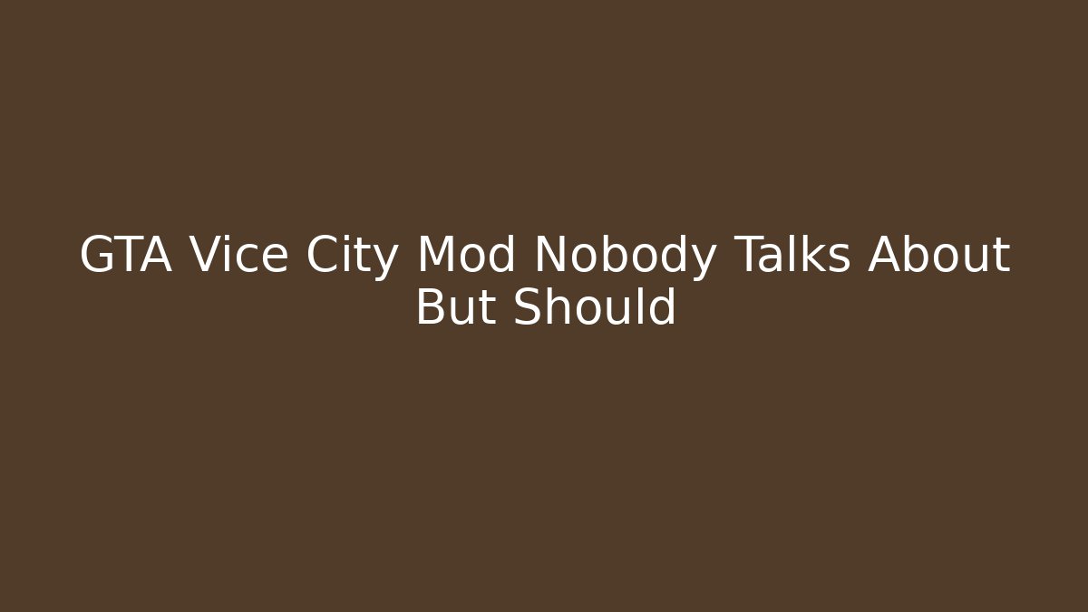 GTA Vice City Mod Nobody Talks About But Should
