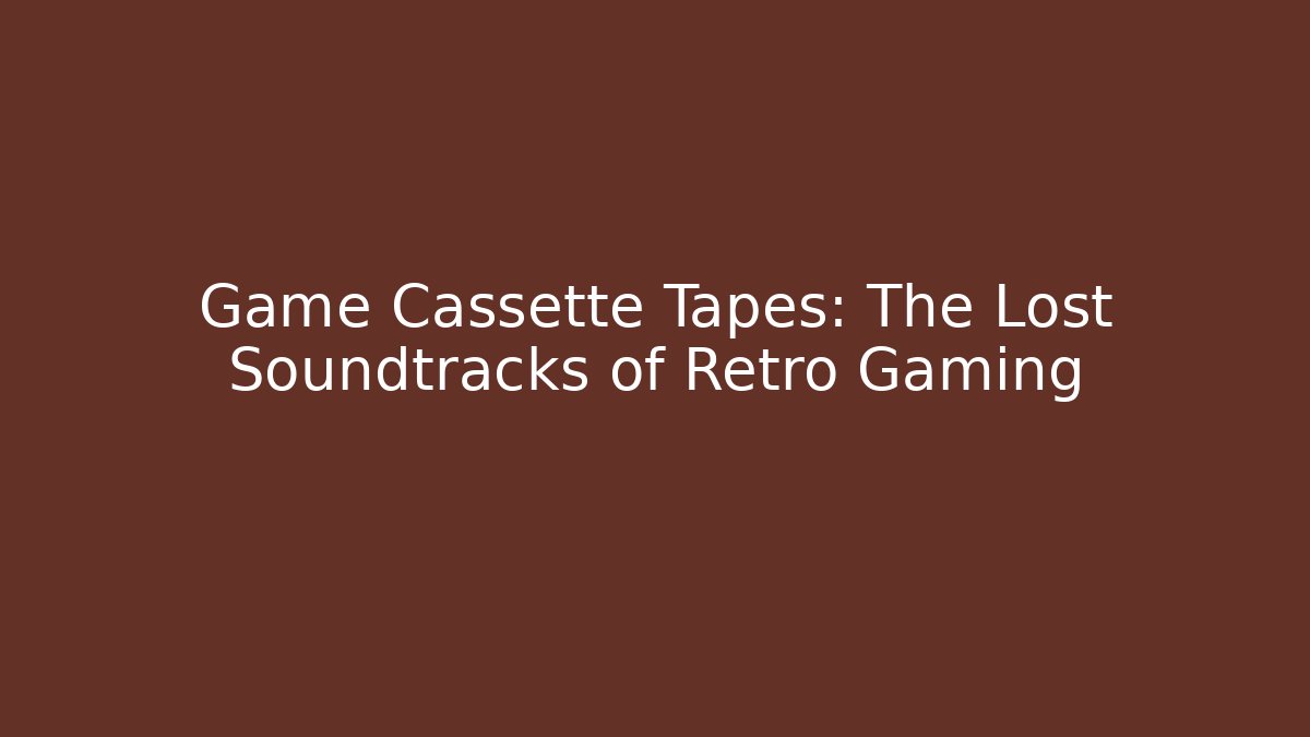 Game Cassette Tapes: The Lost Soundtracks of Retro Gaming
