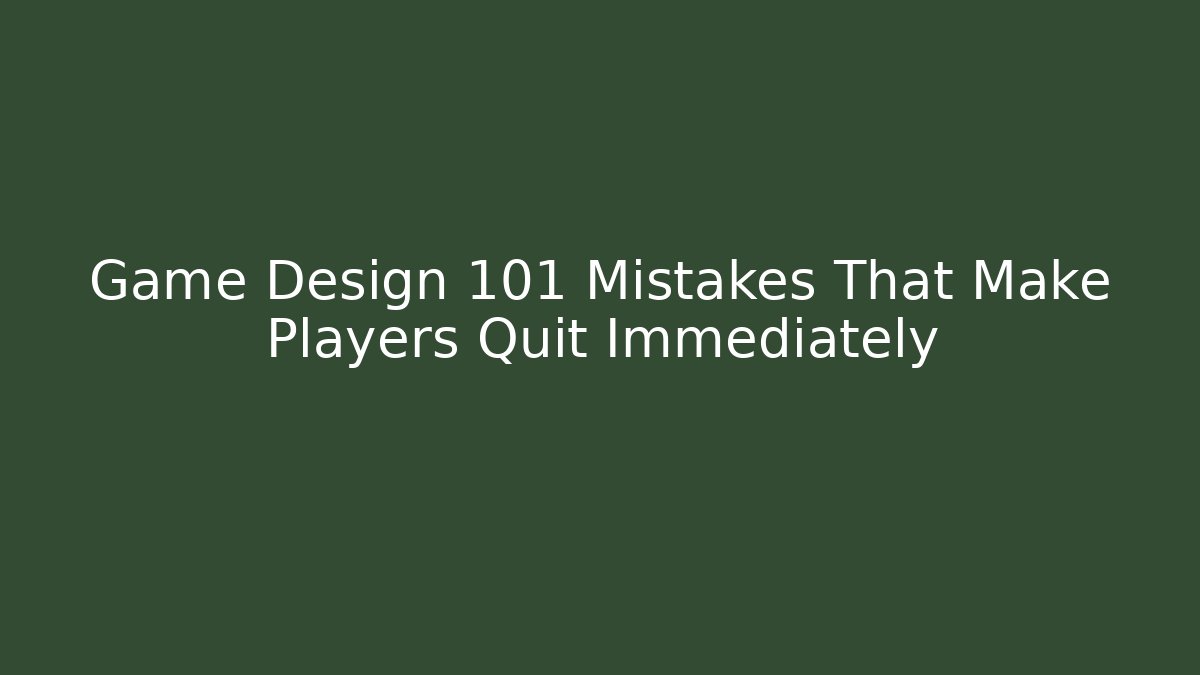 Game Design 101 Mistakes That Make Players Quit Immediately