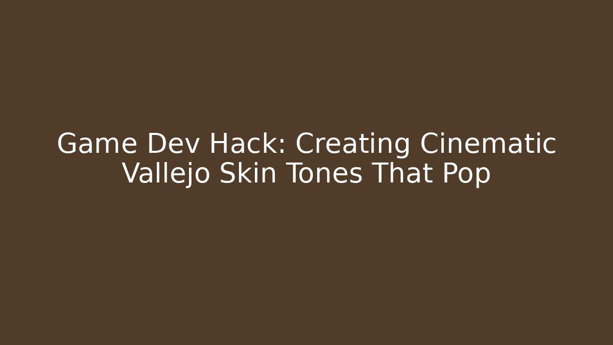 Game Dev Hack: Creating Cinematic Vallejo Skin Tones That Pop