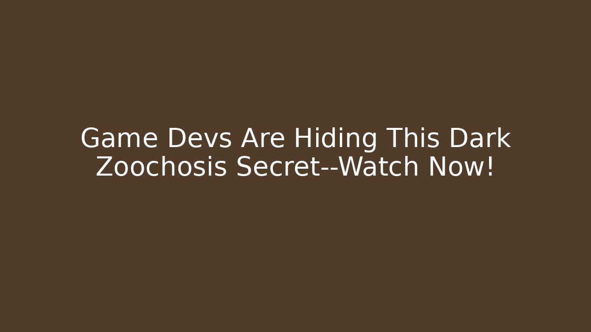 Game Devs Are Hiding This Dark Zoochosis Secret—Watch Now!