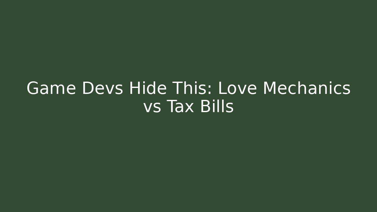 Game Devs Hide This: Love Mechanics vs Tax Bills - Critter Realm